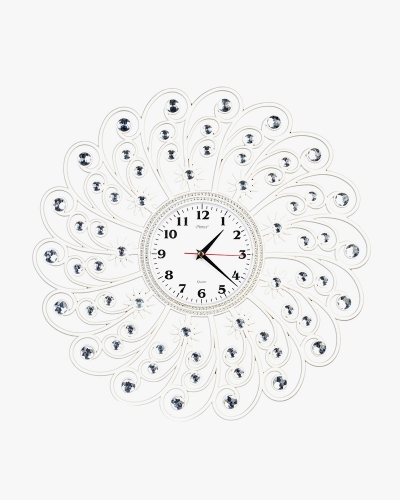 Rhine Stone Wall Clock (Plastic, White)