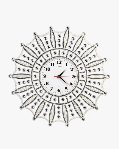 Rhine Stone Wall Clock (Plastic, White)