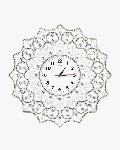 Taşlı Duvar Saati (Plastik, Beyaz)