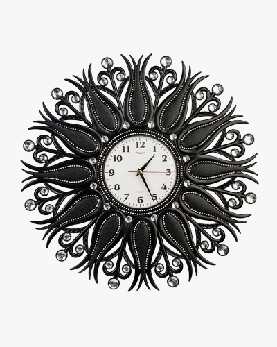 Rhine Stone Wall Clock (Plastic, Black)