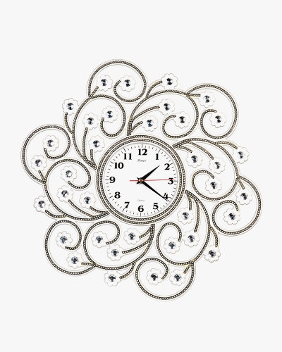 Rhine Stone Wall Clock (Plastic, White)