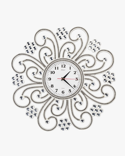 Rhine Stone Wall Clock (Plastic, White)