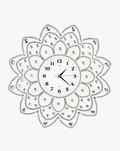 Rhine Stone Wall Clock (Plastic, White)