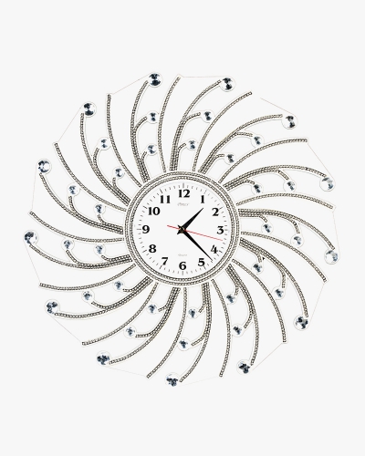 Rhine Stone Wall Clock (Plastic, White)