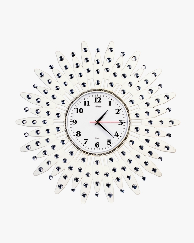 Rhine Stone Wall Clock (Plastic, White)