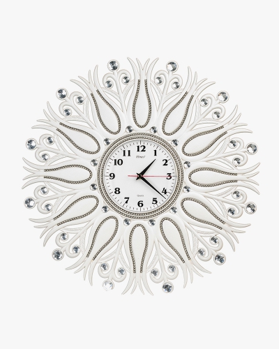 Rhine Stone Wall Clock (Plastic, White)