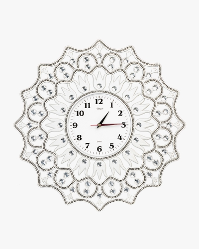 Rhine Stone Wall Clock (Plastic, White)