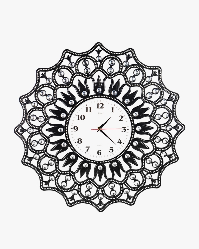 Rhine Stone Wall Clock (Plastic, Black)