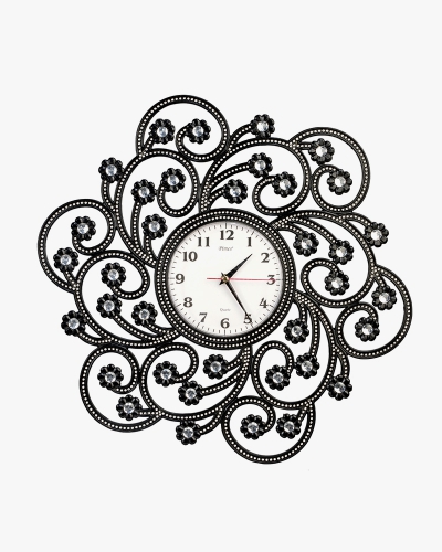 Rhine Stone Wall Clock (Plastic, Black)