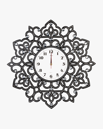 Rhine Stone Wall Clock (Plastic, Black)