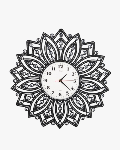 Rhine Stone Wall Clock (Plastic, Black)