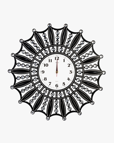 Rhine Stone Wall Clock (Plastic, Black)