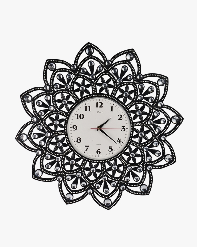 Rhine Stone Wall Clock (Plastic, Black)