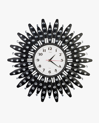 Rhine Stone Wall Clock (Plastic, Black)