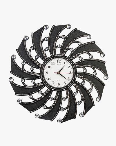 Rhine Stone Wall Clock (Plastic, Black)