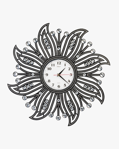 Rhine Stone Wall Clock (Plastic, Black)